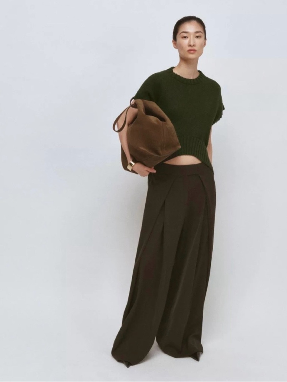 New w/ Tags Zara Collection Pleated Brown Pants size Medium